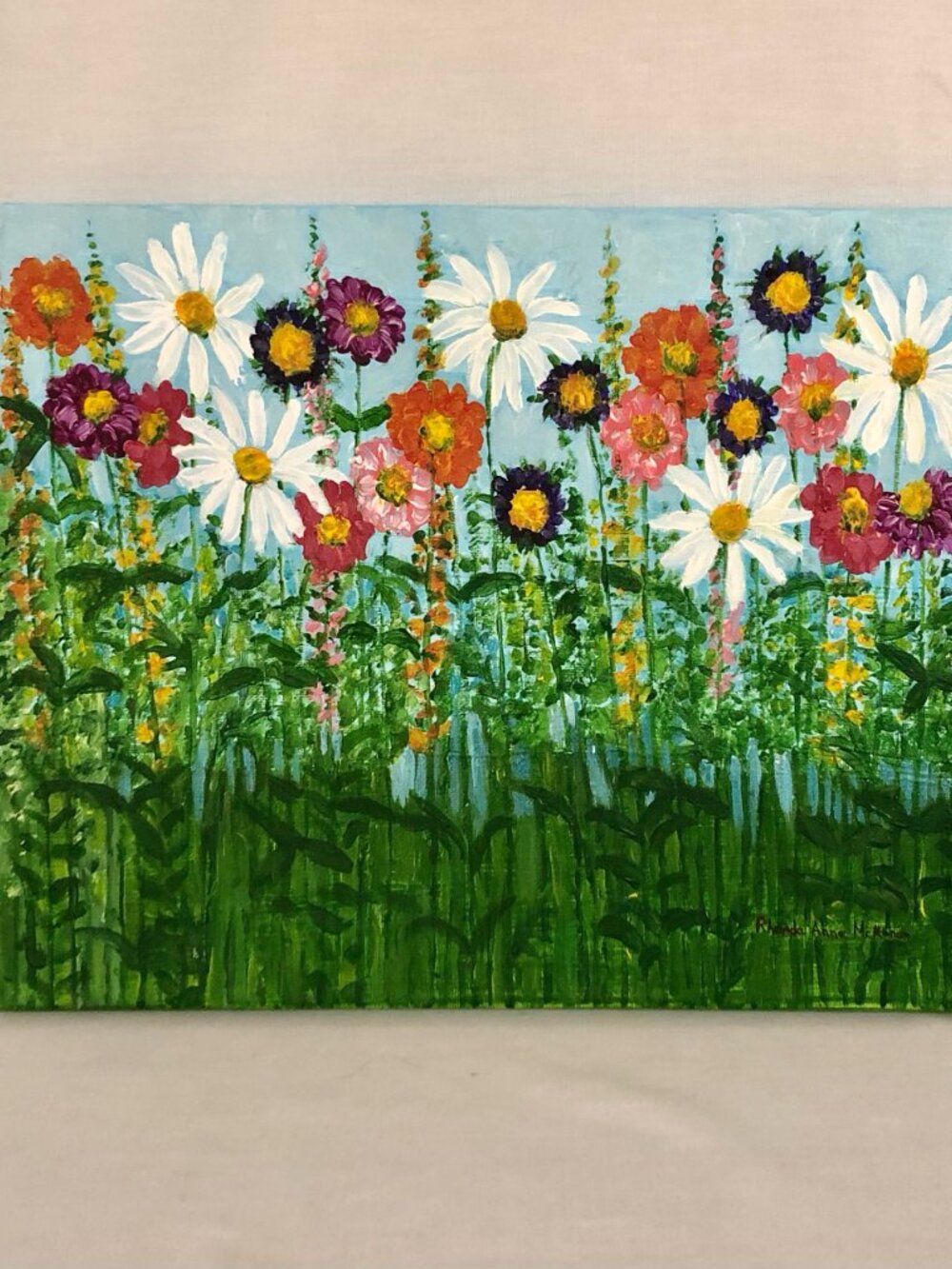 Zinnias, Daisies, and Asters Original Acrylic Painting